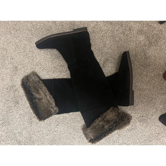 Sam Edelman over the knee or rolled down suede with faux fur trim boots EUC  7 - Picture 4 of 5